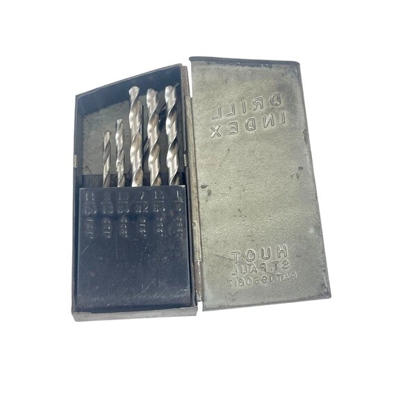 Ace Drill Index Vintage Huot St. Paul Metal Case With Assorted Drill Bits - Picture 3 of 8